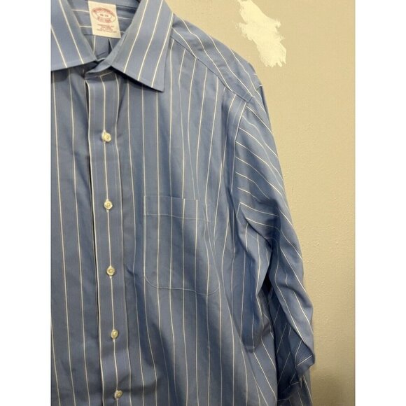 Brooks Brothers Non Iron Striped Dress Shirt Cotton Poplin Polo Size 16/33 - Picture 5 of 10